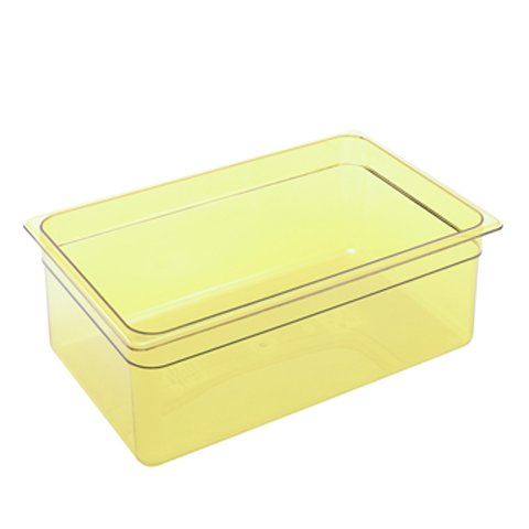 PLASTIC 1/1 SIZE HIGH HEAT GN FOOD PAN H15cm / H6", AMBER, CAMBRO