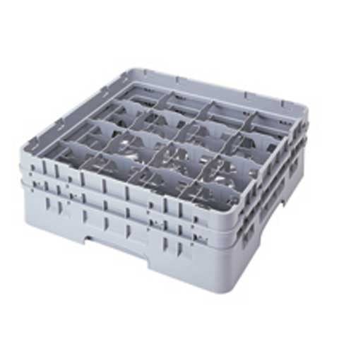 POLYPROPYLENE 16 COMPARTMENT FULL SIZE STEMWARE RACK (BR258+16E1+16E2x2+E5) H15.2cm / H6", SOFT GREY, CAMRACK®, CAMBRO