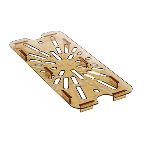 PLASTIC DRAIN SHELF FOR 1/3 SIZE HIGH HEAT GN FOOD PAN, AMBER, CAMBRO