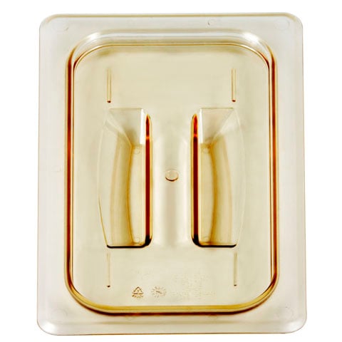 Cambro Plastic Lid With Handle For 1/4 Size High Heat GN Food Pan, Amber