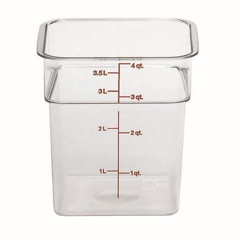 -SD- POLYCARBONATE SQUARE FOOD CONTAINER L19.1xW19.1xH18.7cm / L7.3xW7.3xH7.4", 3.8L / 4Qt, CLEAR, CAMSQUARE®, CAMBRO