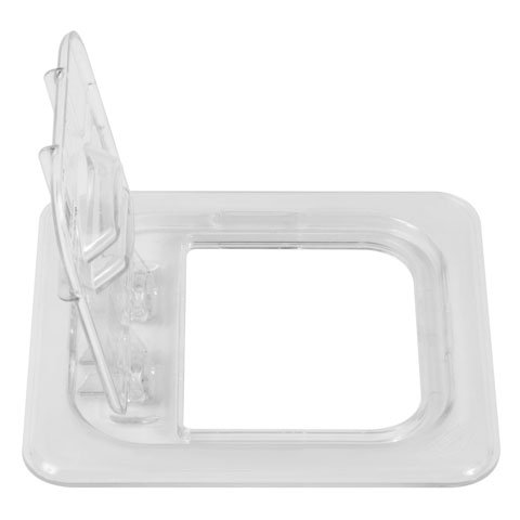 Cambro Polycarbonate Flat Lid With Hinged Lid For 1/6 Size GN Food Pan, Clear, Fliplid®