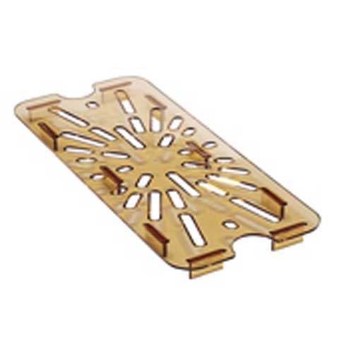 -SD- PLASTIC DRAIN SHELF FOR 1/6 SIZE HIGH HEAT GN FOOD PAN, AMBER, CAMBRO