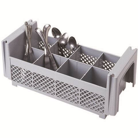 Cambro 8-Compartment Half Flatware Basket Without Handle, Soft Gray