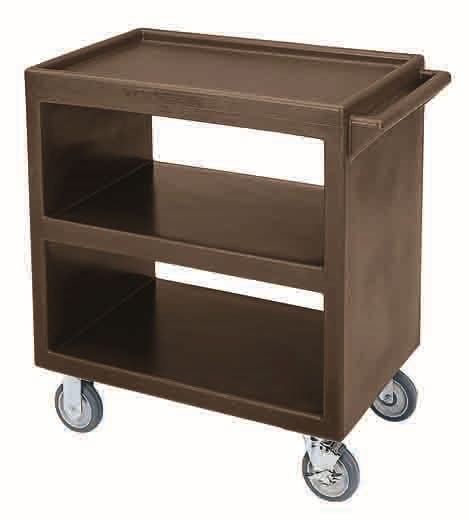 Cambro Open Service Cart, Caster 2 Fixed, 2 Swivel, 1 With Brake, Dark Brown