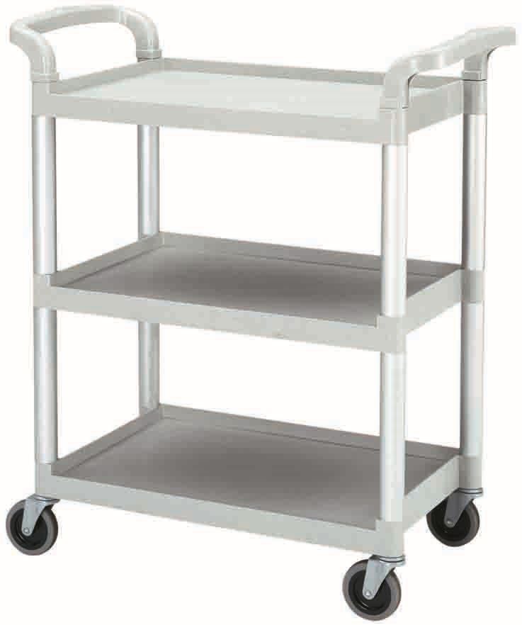 POLYPROPYLENE 3 SHELF UTILITY CART L83.5xW41.3xH96.5cm / L32.9xW16.3xH38", SPECKLED GREY, CAMBRO