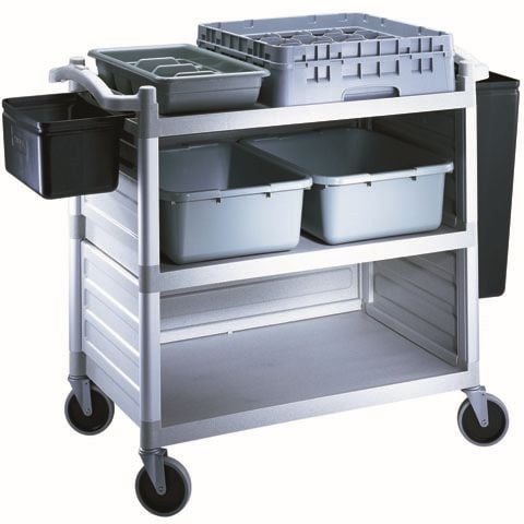 POLYPROPYLENE 3 SHELF UTILITY CART L101.5xW54xH95cm / L40xW21.3xH37.5", BLACK, CAMBRO