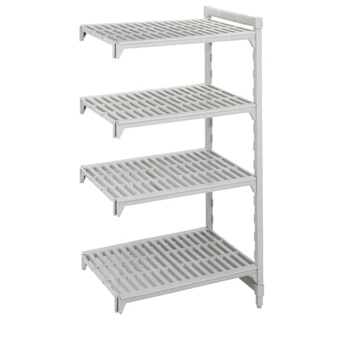 POLYPROPYLENE 4 VENTED SHELVES ADD-ON SHELVING UNIT FOR CPU245464V5 W138xD61xH163cm / W54xD24xH64", SPECKLED GREY, CAMSHELVING® PREMIUM, CAMBRO