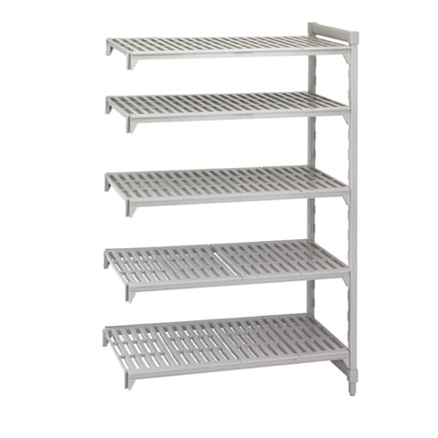 POLYPROPYLENE 5 VENTED SHELVES ADD-ON SHELVING UNIT FOR CPU246072V4 W152xD61xH183cm / W60xD24xH72", SPECKLED GREY, CAMSHELVING® PREMIUM, CAMBRO