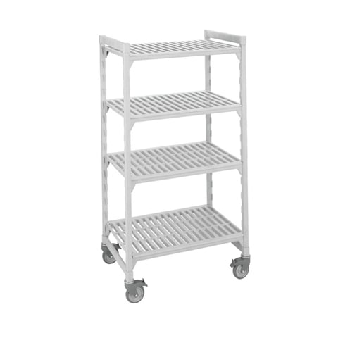 POLYPROPYLENE 4 VENTED SHELVES MOBILE STARTER SHELVING UNIT, W107xD46xH170cm / W42xD18xH67", SPECKLED GREY, CAMSHELVING® PREMIUM, CAMBRO