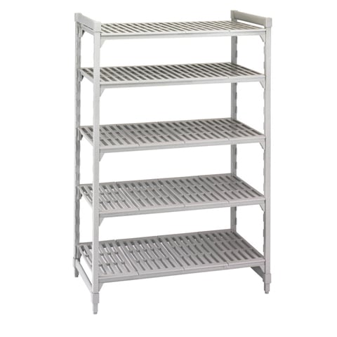 POLYPROPYLENE 5 VENTED SHELVES STARTER SHELVING UNIT, W122xD46xH183cm / W48xD18xH72", SPECKLED GREY, CAMSHELVING® PREMIUM, CAMBRO