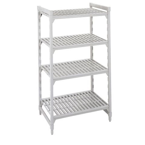 POLYPROPYLENE 4 VENTED SHELVES STARTER SHELVING UNIT, W122xD54xH163cm / W48xD21xH64", SPECKLED GREY, CAMSHELVING® PREMIUM, CAMBRO