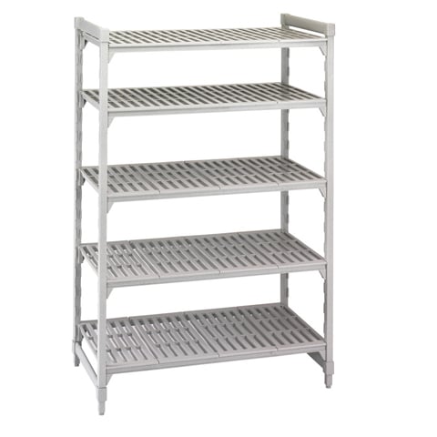POLYPROPYLENE 5 VENTED SHELVES STARTER SHELVING UNIT, W152xD61xH183cm / W60xD24xH72", SPECKLED GREY, CAMSHELVING® PREMIUM, CAMBRO