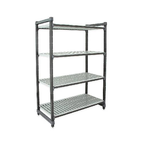 CAMSHELVING ELEMENTS VENTED STARTER UNIT, 4 SHELVES, W24xL60xH72", BRUSHED GRAPHITE, CAMBRO