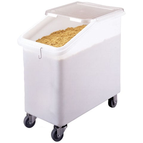 POLYETHYLENE MOBILE SLANT TOP INGREDIENT BIN W42xD75xH71cm / W16.3xD29.6xH28", 81L / 21Gal, WHITE, CAMBRO