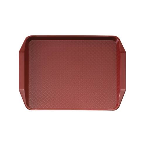 Cambro Fast Food Tray With Handle 12X16", Basket Weave Design, Cranberry