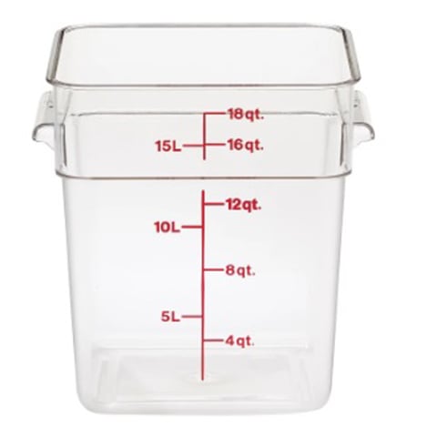 Cambro Polycarbonate Camwear Camsquare Container,17.2L/18qt, Clear