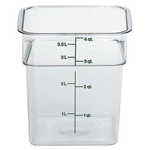 Cambro Polycarbonate Camwear Camsquare Container, 3.8L/4Qt, Clear