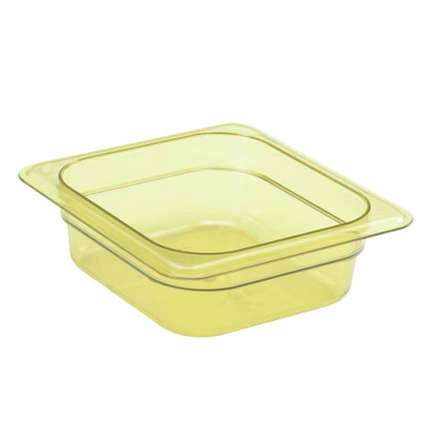 Cambro H-Pan 1/6 Size, 2 1/2 Deep, Temp Tolerance -40˚C To 190˚C, Amber