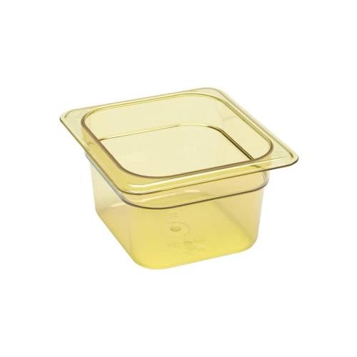 Cambro H-Pan 1/6 Size, 4" Deep, Temp Tolerance -40˚C To 190˚C, Amber