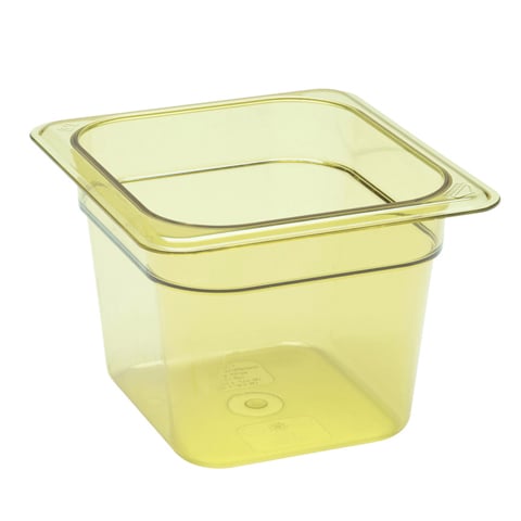 Cambro H-Pan 1/6 Size, 6" Deep, Temp Tolerance -40˚C To 190˚C, Amber