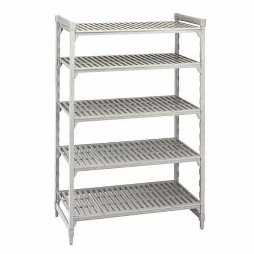 Cambro Camshelving Starter Unit, 5 Shelves, Speckled Gray, Premium