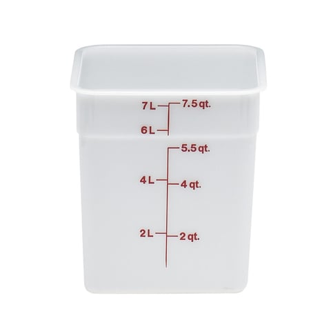 Cambro Polyethylene Square Food Container L21.8xW21.8xH23.2cm / L8.6xW8.6xH9.1", 7.6L / 8Qt, White, Camsquare®