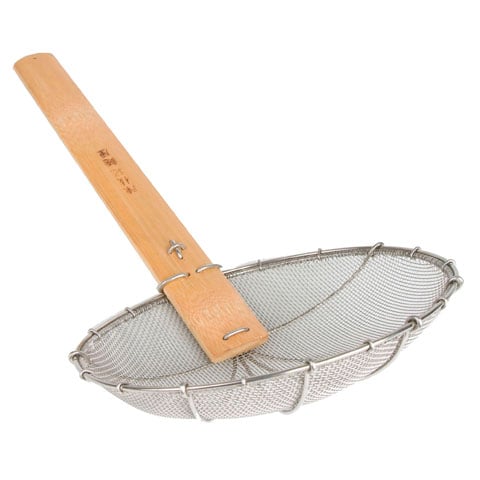 CCK Stainless Steel Noodle Strainer Square Holes With Bamboo Handle 10"