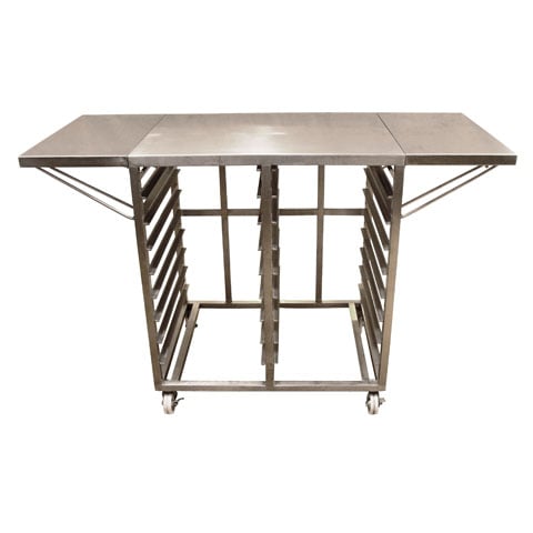 S/S TROLLEY FOR GN 1/1 PANS w/2x9 TIERS & WORKTOP W135xD56xH86.5cm