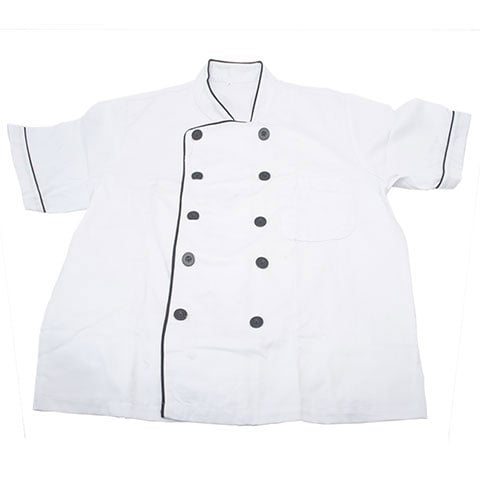 CCK Short Sleeve Chef's Uniform, Black Trimming (Black Button) M