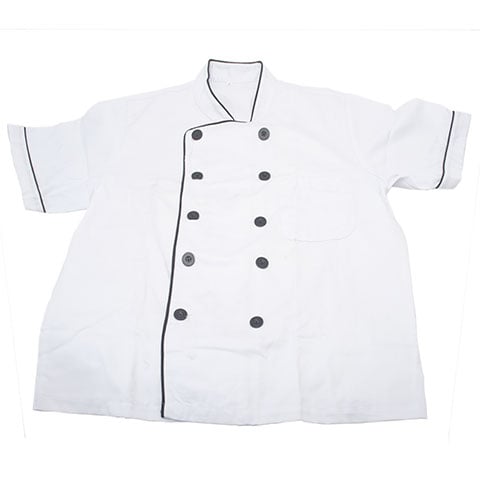 CCK Short Sleeve Chef's Uniform, Black Trimming (Black Button) S