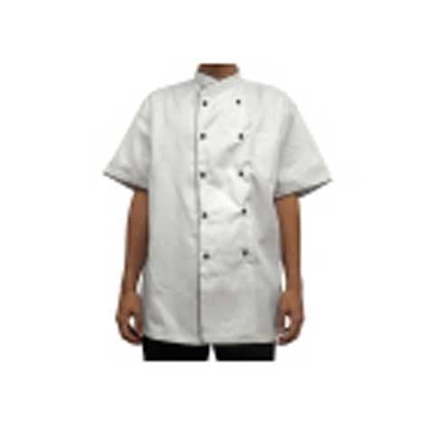 CCK Short Sleeve Chef's Uniform, Black Trimming (Pearl Black Button), L