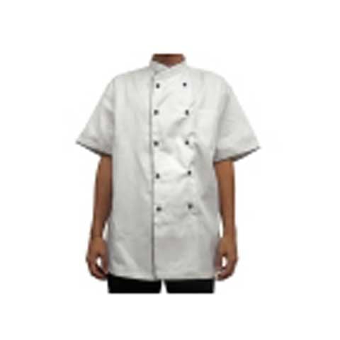 CCK Short Sleeve Chef's Uniform, Black Trimming (Pearl Black Button), M