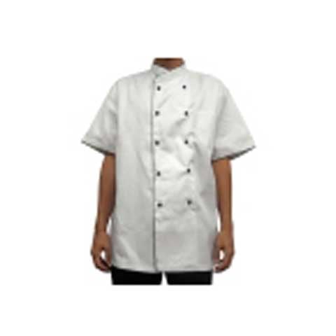 CCK Short Sleeve Chef's Uniform, Black Trimming (Pearl Black Button), XL