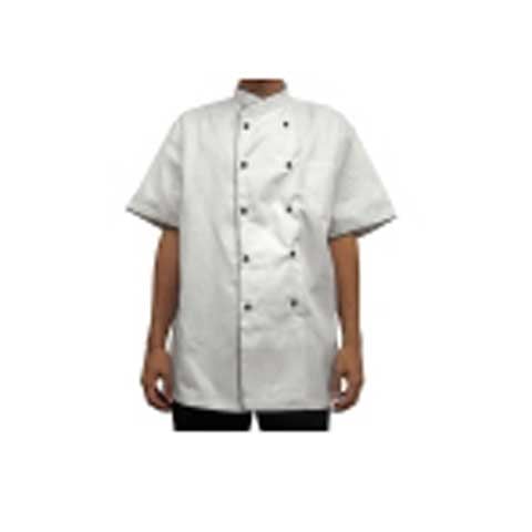 CCK Short Sleeve Chef's Uniform, Black Trimming (Pearl Black Button), XXL