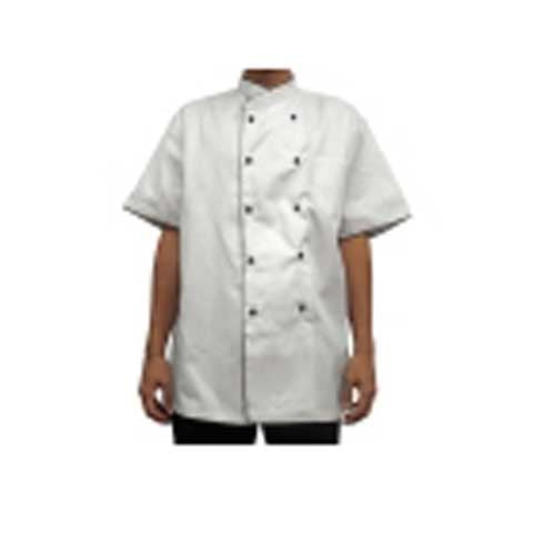 CCK Short Sleeve Chef's Uniform, Black Trimming (Pearl Black Button), XXXL