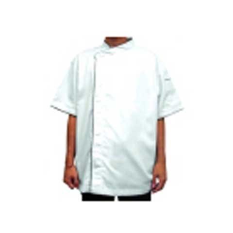 CCK Short Sleeve Chef's Uniform Covered Press Button With Black Trimming,XL