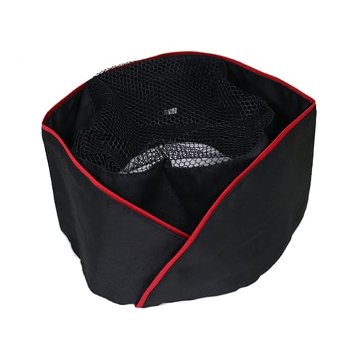 Cotton Chef's Hat Black With Red Trim (Net), (L)