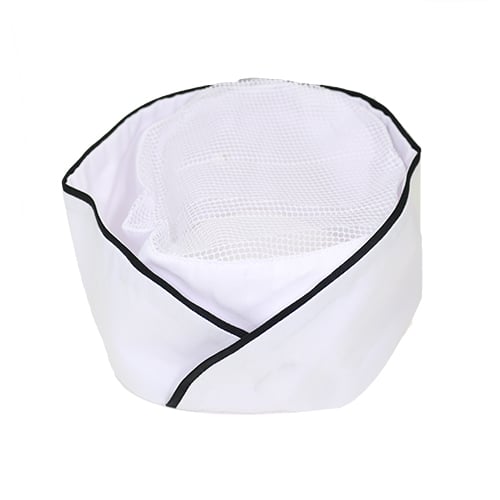 Cotton Chef's Hat White With Black Trim (Net), (M)