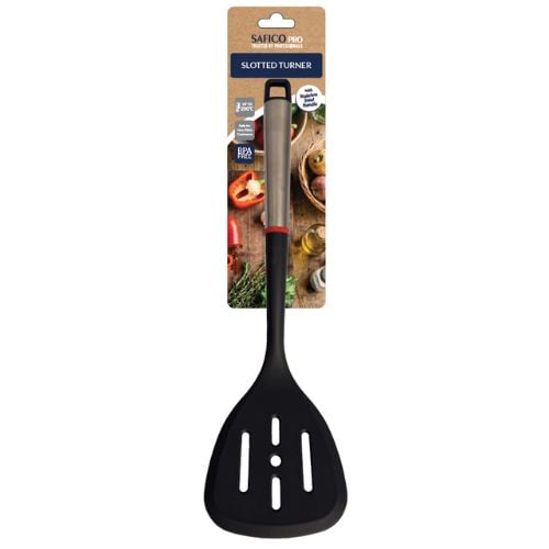 Safico Fibreglass Nylon Slotted Turner With Stainless Steel Handle L35cm BPA Free, Heat Resistant To 200°C