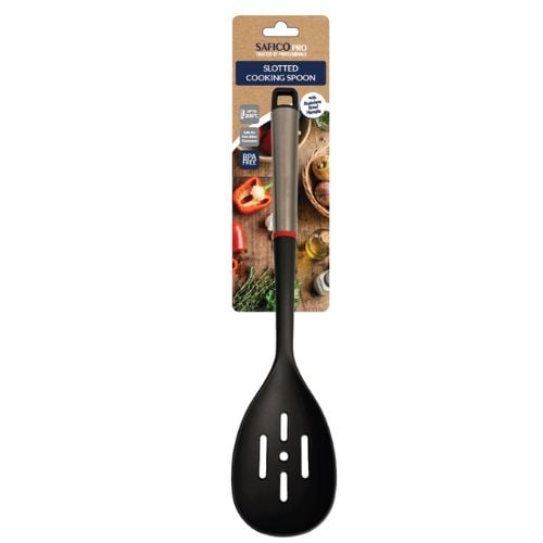 Safico Fibreglass Nylon Slotted Cooking Spoon With Stainless Steel Handle L35cm BPA Free, Heat Resistant To 200°C