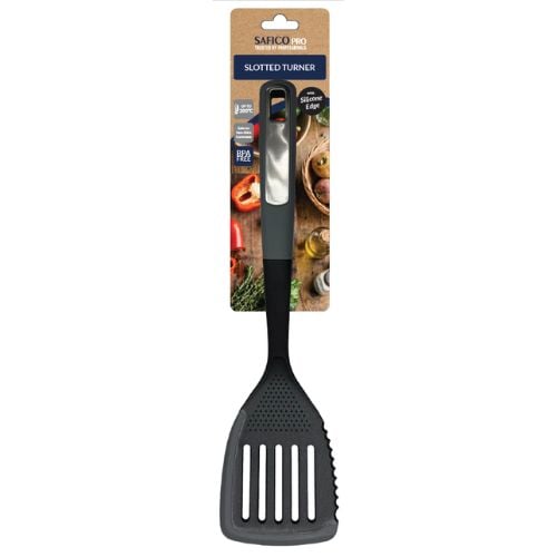 Safico Fibreglass Nylon Slotted Turner With Silicone Edge L34.5cm Heat Resistant To 200°C