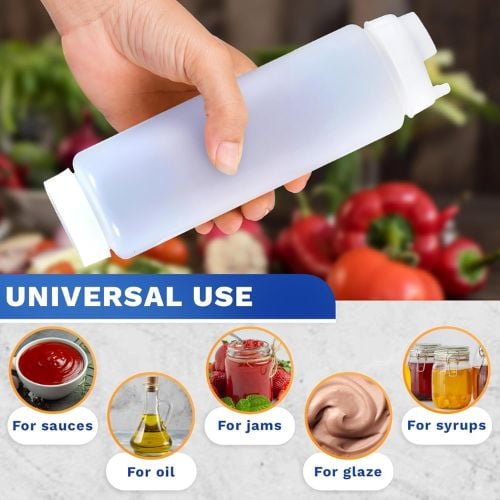 Safico Pro Polyethylene Dual-Way Fifo Squeeze Bottle Ø7X20.8cm, 600Ml/20Oz, Translucent, 4Pcs/Pkt