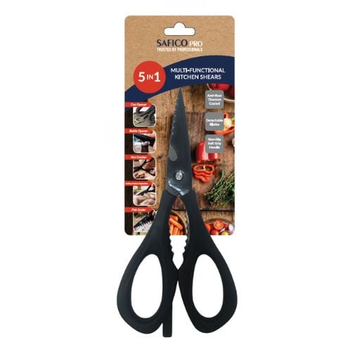 Safico Pro Titanium-Plated Anti-Bacterial Stainless Steel Detachable Kitchen Scissors With Soft Grip L22.5cm