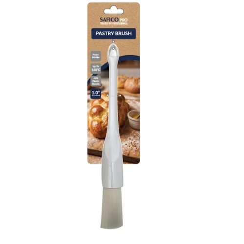 Safico Pro Plastic Pastry Brush, 1" Round Nylon Bristles, White