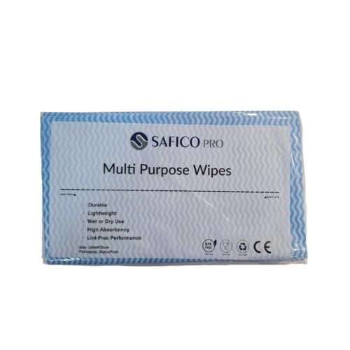 Safico Pro Non-Woven Multipurpose Dry Wipers 60x35cm, Blue 25-pc/pkt, 10-pkt/ctn