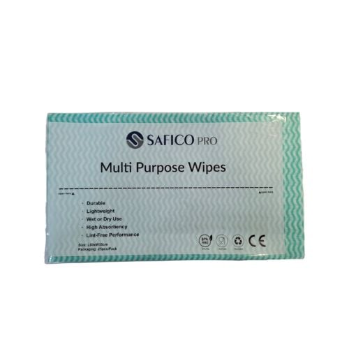 Safico Pro Non-Woven Multipurpose Dry Wipers 60x35cm, Green 25-pc/pkt, 10-pkt/ctn