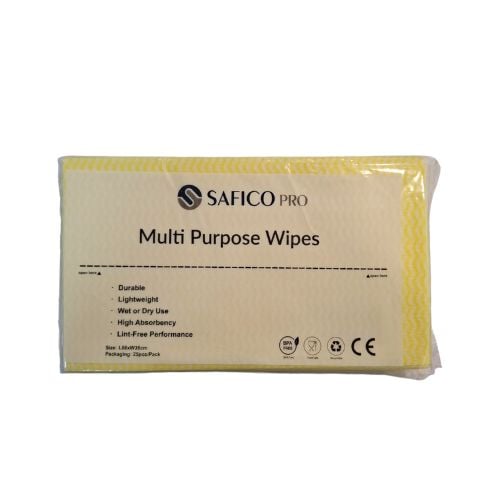 Safico Pro Non-Woven Multipurpose Dry Wipers 60x35cm, Yellow 25-pc/pkt, 10-pkt/ctn