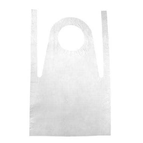 HDPE DISPOSABLE APRON L97xW85cm, 100pcs/pkt, 10pkt/ctn, SMOOTH, WHITE, SAFICO PRO