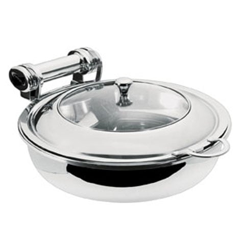 Safico Stainless Steel Round Induction Chafing Dish with Glass Lid, L39xW49.5xH18cm